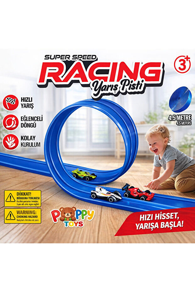 POPPYTOYS Esnek Yarış-Aksiyon Pisti 4.5 Mt - Flex track