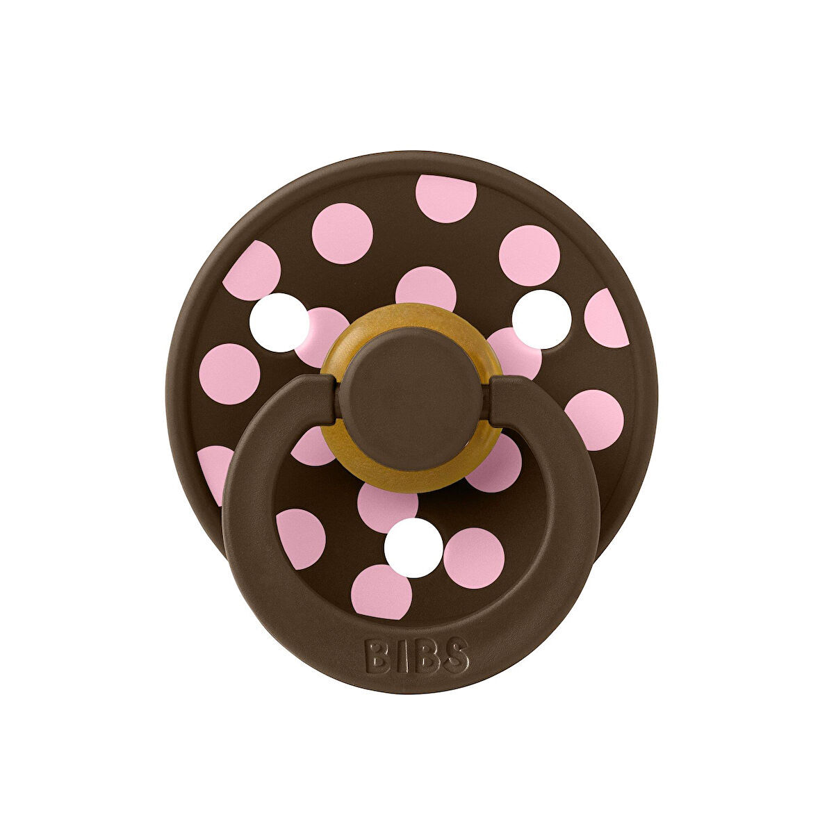 Bibs Studio Polka Big Emzik-Mocha Baby Pink 6+ay