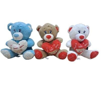 Pufu Toys 45 Cm Kalpli Kirpikli Ayıcık(24) 04047 Karma Renk
