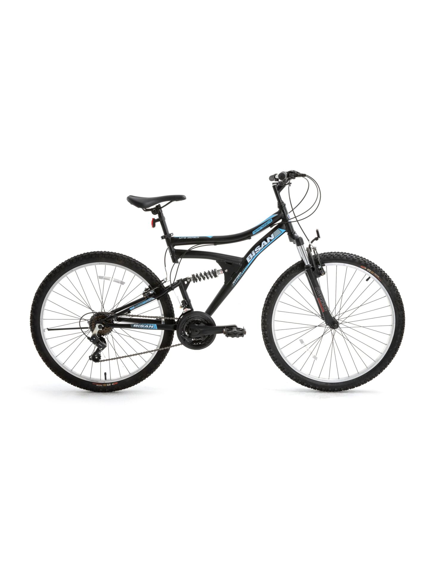 Bisan Ranger-25 Ürün Rengi: MAT SİYAH Kadro: 42 CM Vites: 3x7 VİTES Tekerlek: 26'' Etiket Rengi: MAVİ