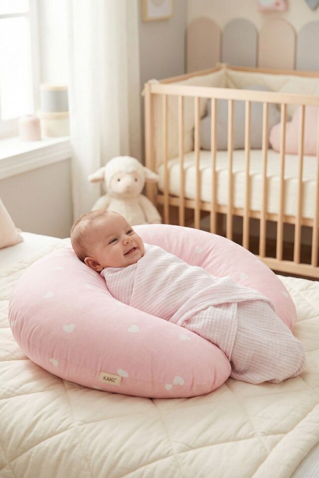 Kanz Bebek Emzirme Minderi Knz-036 White Heart