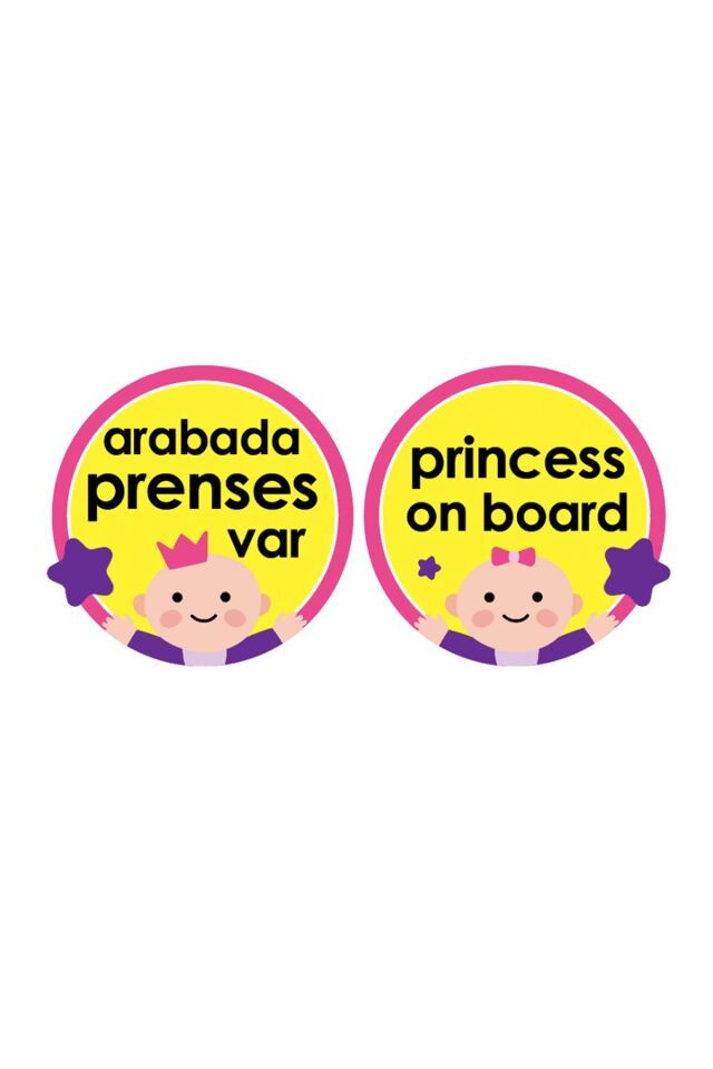 Babyjem Araba Cam Yazısı Arabada Prenses Var Pembe 094