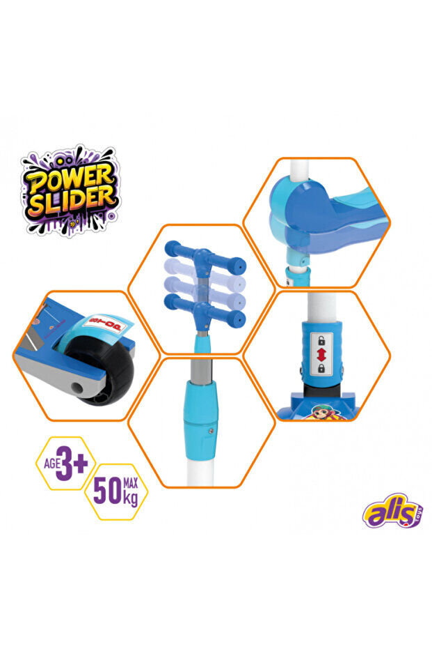 Aliş Toys Power Slider Oturaklı  Scooter - 2+ Yaş ve Üzeri Çocuklar için Scooter Mavi