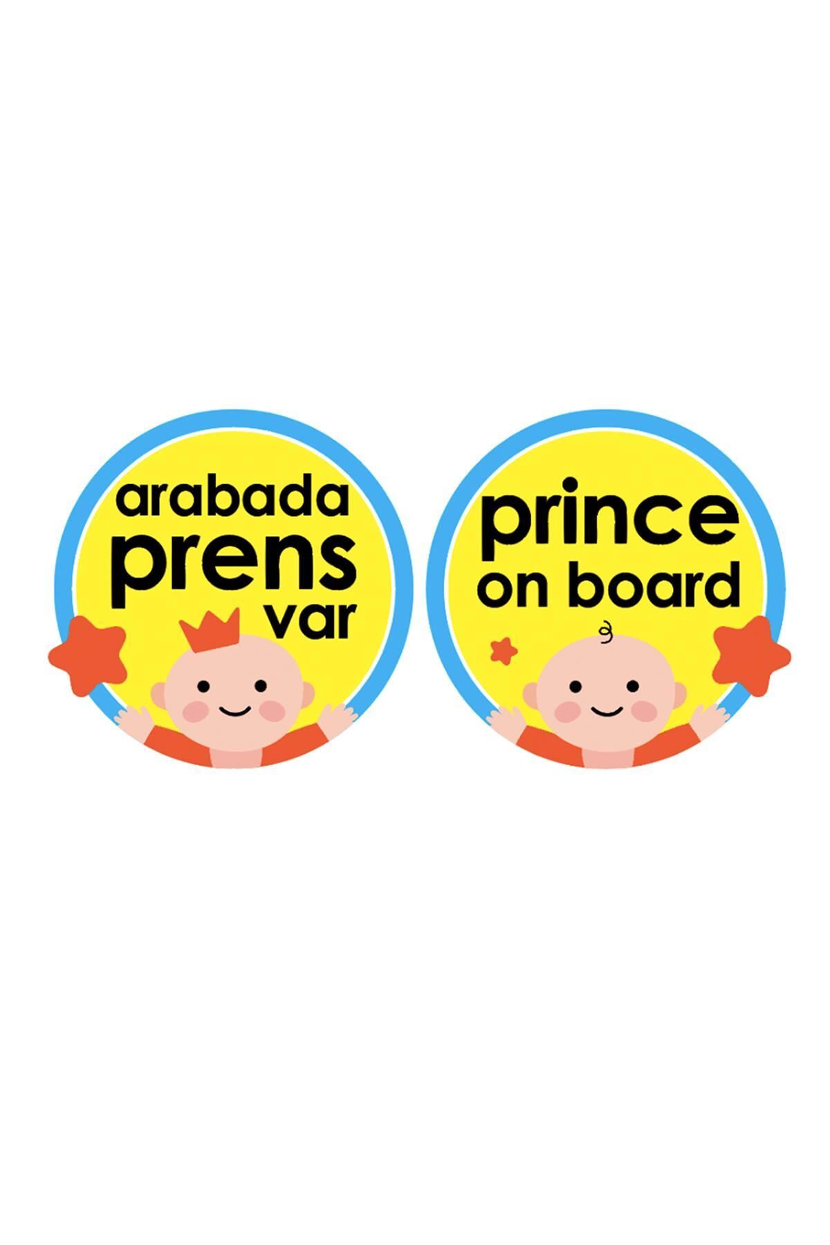 Babyjem Araba Cam Yazısı Arabada Prens Var Mavi 094