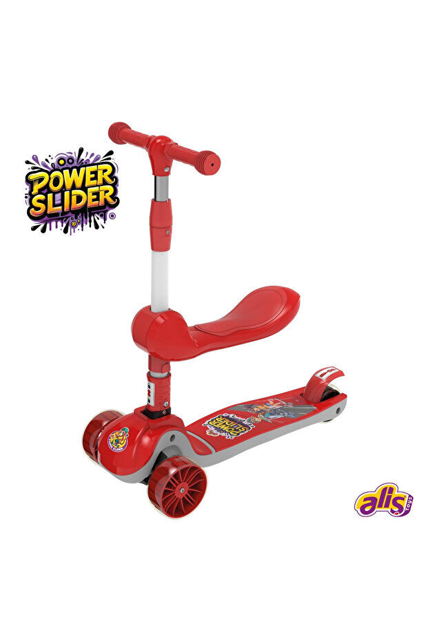 Aliş Toys Power Slider Oturaklı  Scooter - 2+ Yaş ve Üzeri Çocuklar için Scooter Kırmızı