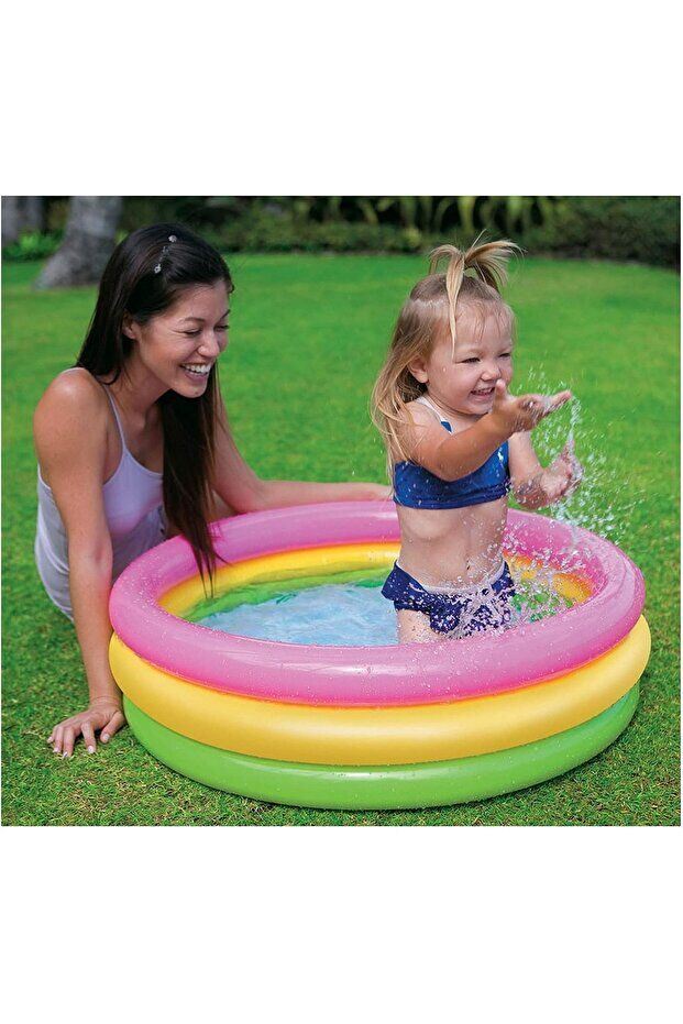 Intex 58924 Renkli Şişme Taban 3 Bölme Havuz 86cm 1010401