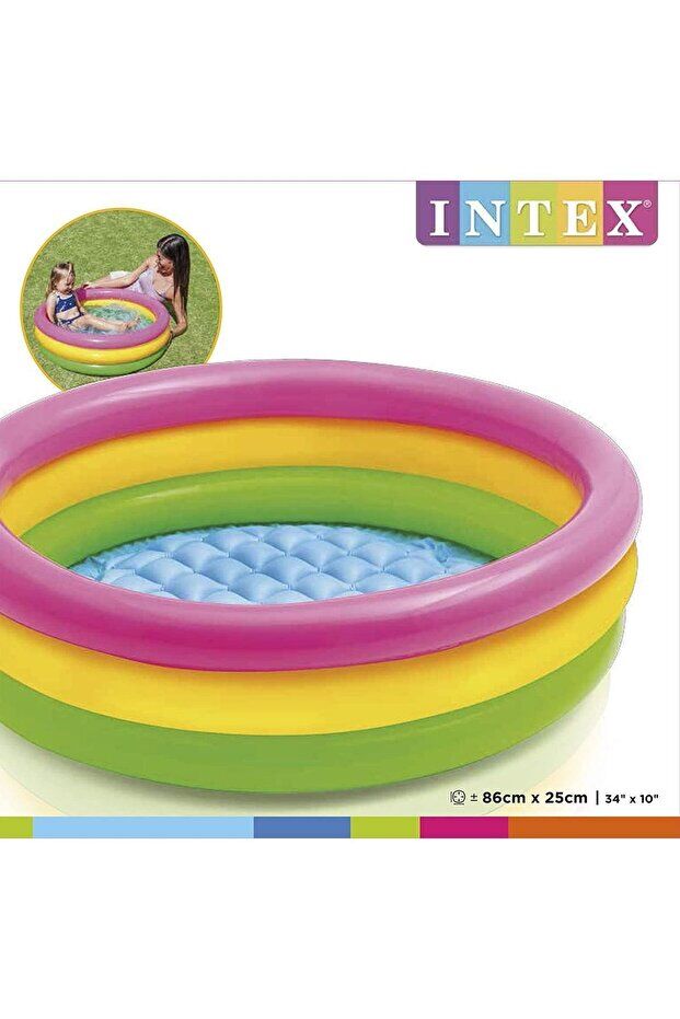 Intex 58924 Renkli Şişme Taban 3 Bölme Havuz 86cm 1010401