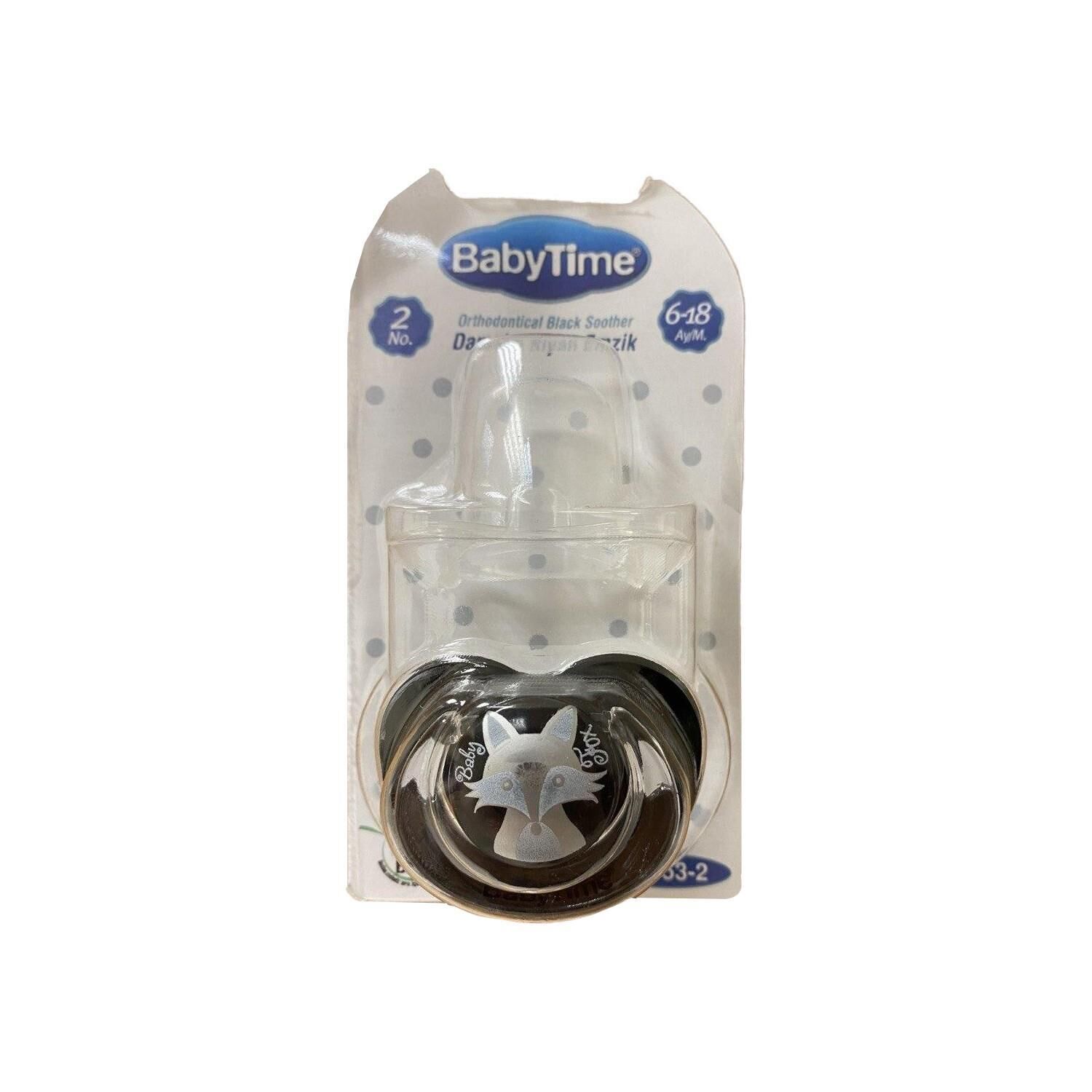 BabyTime Silikon Damaklı Koruyucu Kapaklı Siyah Gövdeli Emzik  N.2 BT153-2