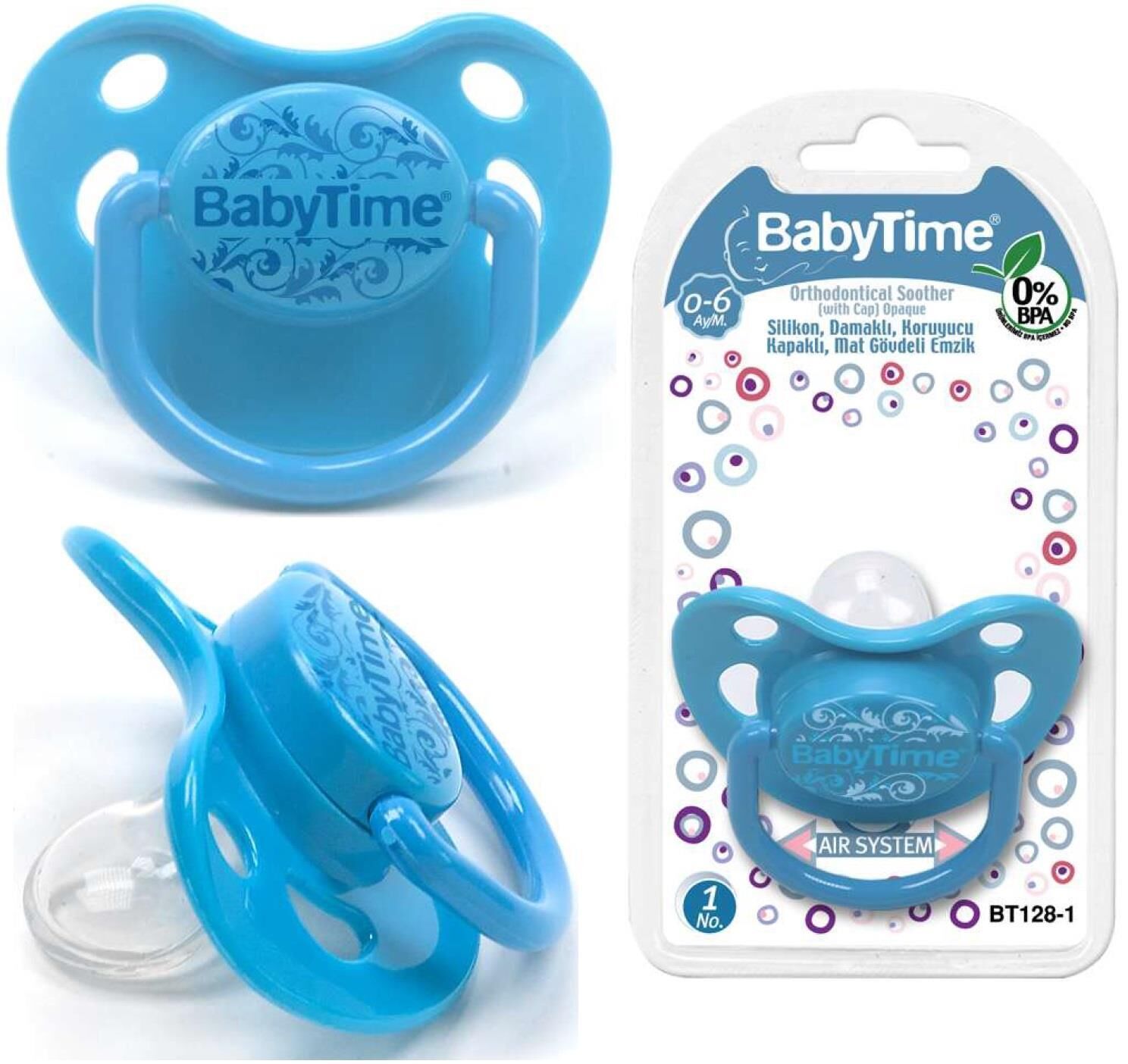 BabyTime Silikon Damaklı Koruyucu Kapaklı Mat Gövdeli Emzik N.2 BT129-2