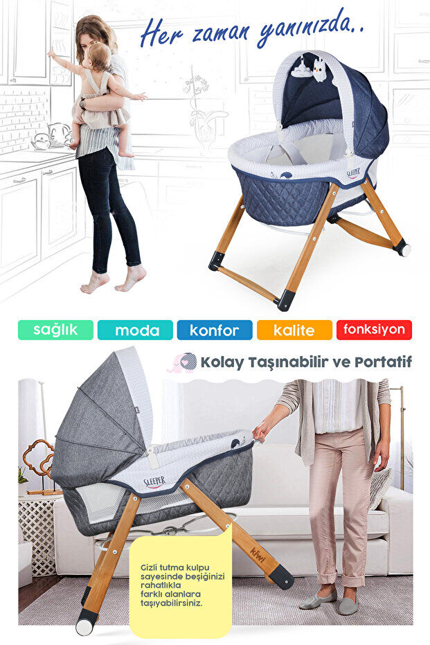 Kiwi Sleeper Ahşap Beşik Kahve