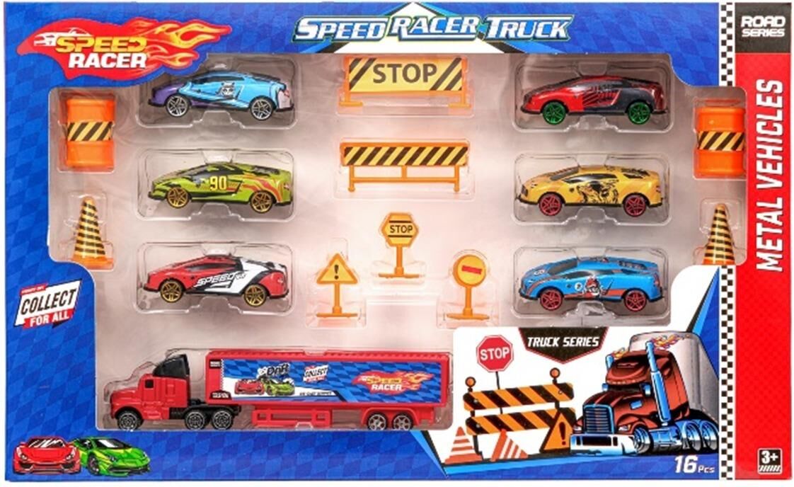Toysan Toysan Tır Seti Trafik Levhalı 6'lı Metal Arabalı Toy-49
