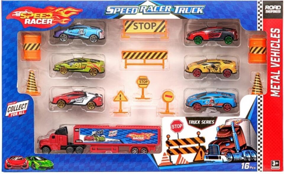 Toysan Toysan Tır Seti Trafik Levhalı 6'lı Metal Arabalı Toy-49