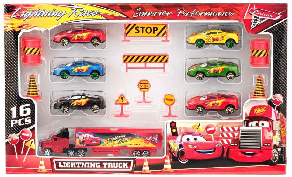 Toysan Racer Tır Seti Trafik Levhalı 6'lı Metal Arabalı Spr-59