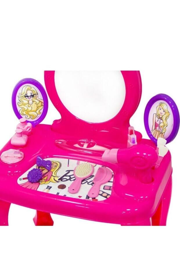 Dolu Barbie  Ayaklı Makyaj Masası Ve Sandalye Seti
