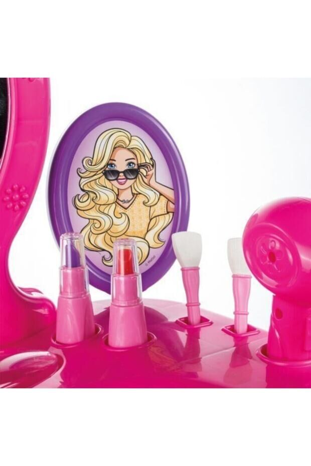 Dolu Barbie  Ayaklı Makyaj Masası Ve Sandalye Seti
