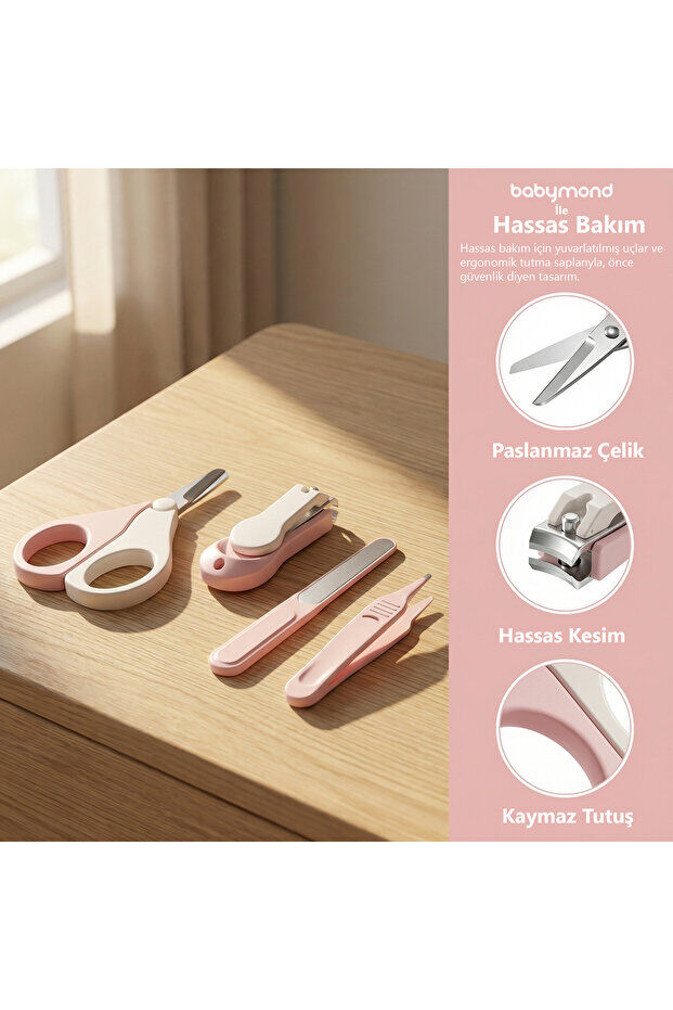 Babymond 4 Parça Bebek Tırnak Bakım Seti  Pembe