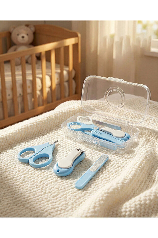 Babymond 4 Parça Bebek Tırnak Bakım Seti  Mavi
