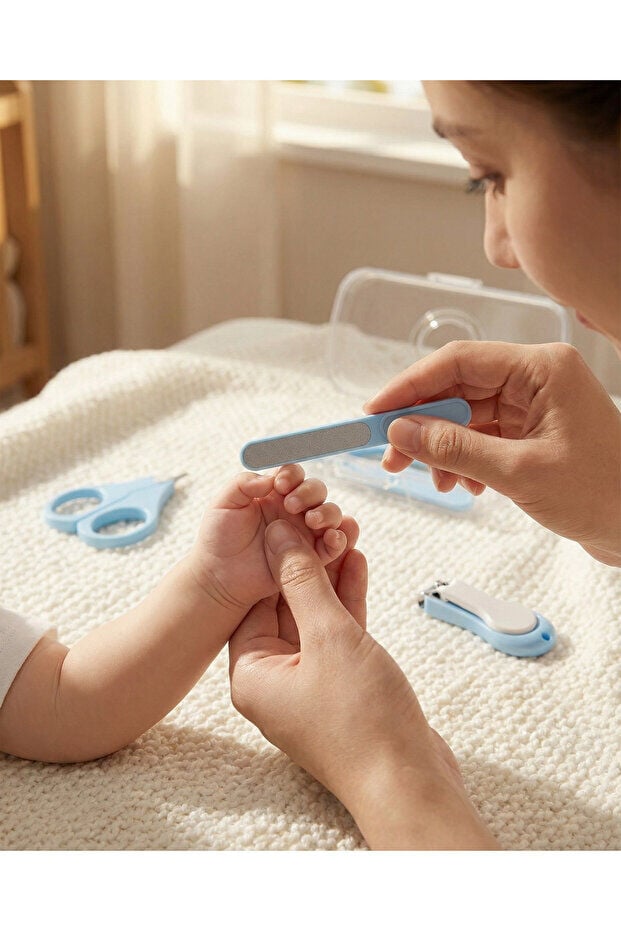 Babymond 4 Parça Bebek Tırnak Bakım Seti  Mavi
