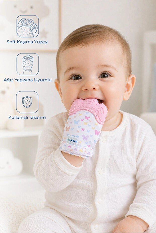 Babyjem 526 Diş Kaşıyıcı Eldiven Ekru Kelebek