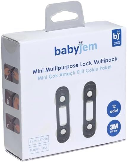 Babyjem 894 Mini Çok Amaçlı Kilit Çoklu Paket Antrasit 12 Adet