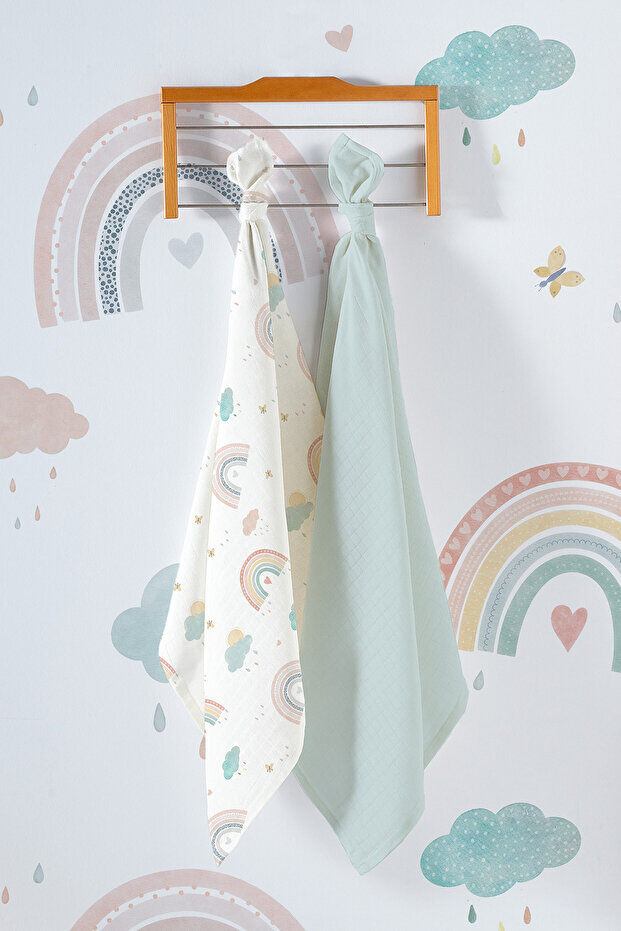 Kanz Çok Amaçlı Bebek Müslin Örtüsü 2'Li Set - New Rainbow