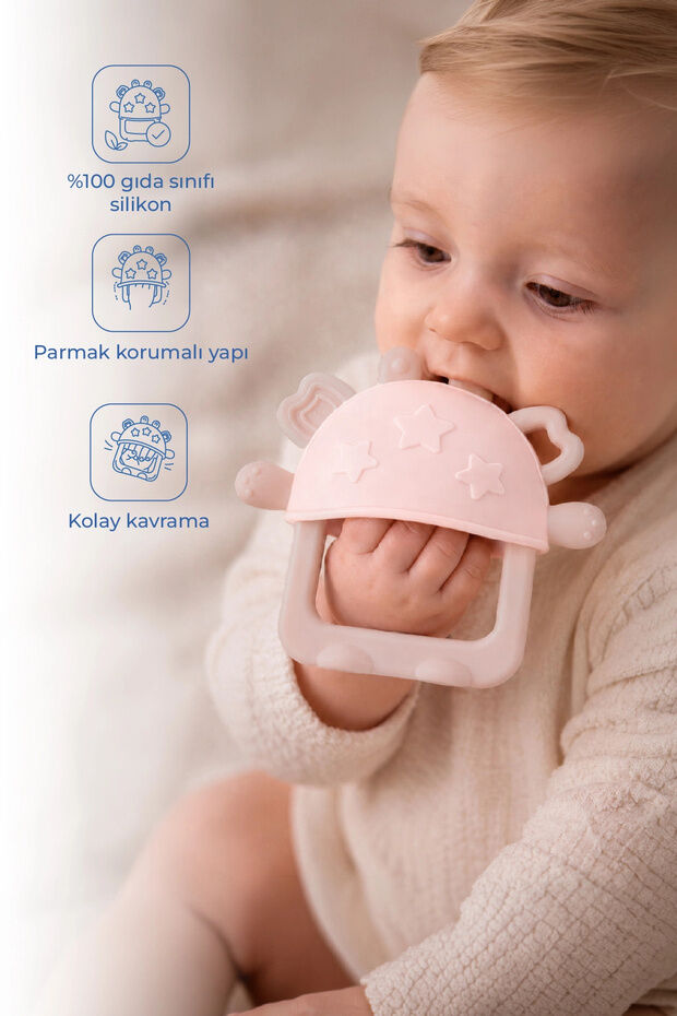 Babyjem 943 Parmak Korumalı Düşmeyen Diş Kaşıyıcı Pembe