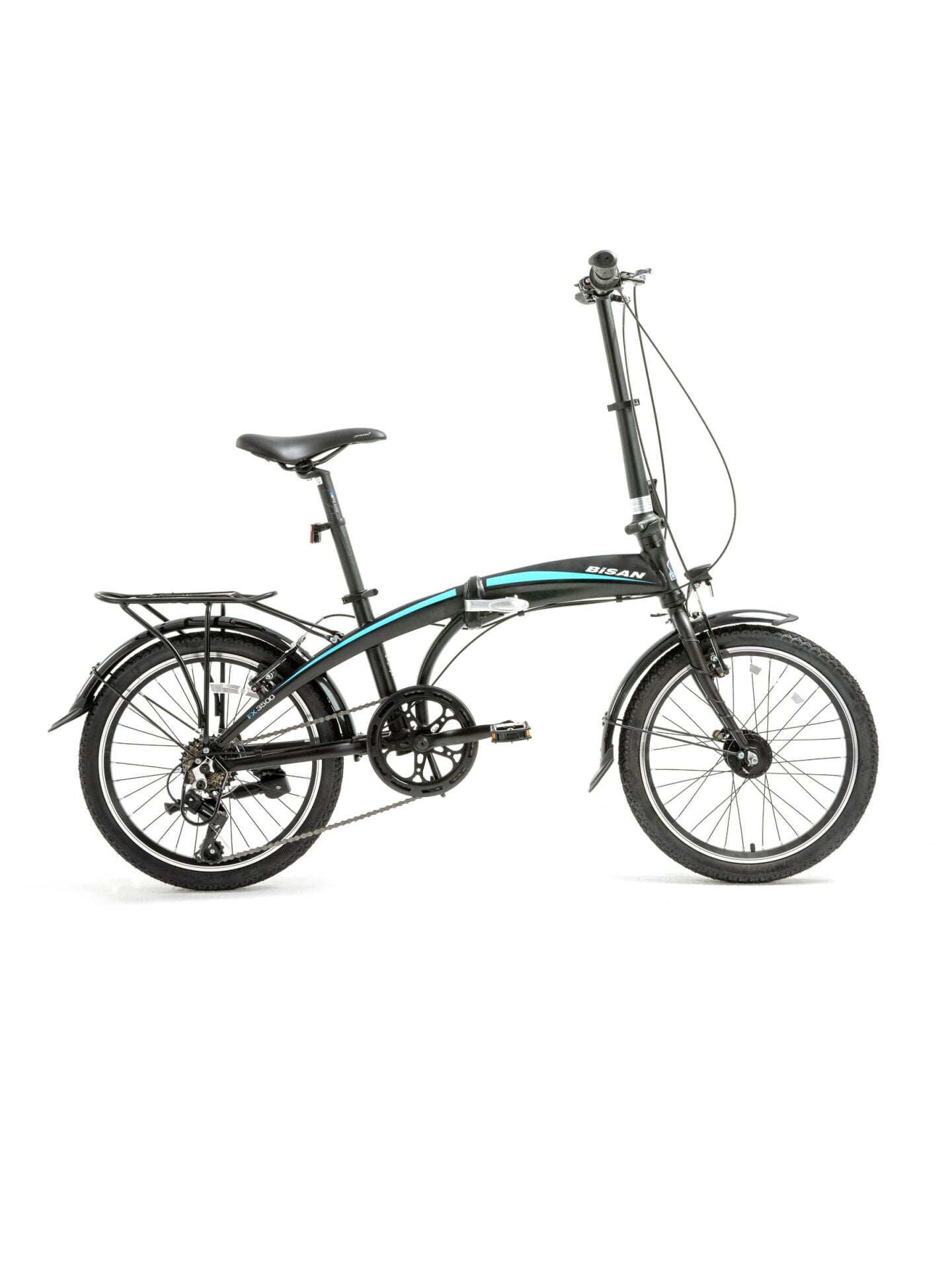 Bisan FX 3500-TRN-23 Ürün Rengi: MAT SİYAH Kadro: 32 CM Vites: 1x7 VİTES Tekerlek: 20'' Etiket Rengi: MAVİ