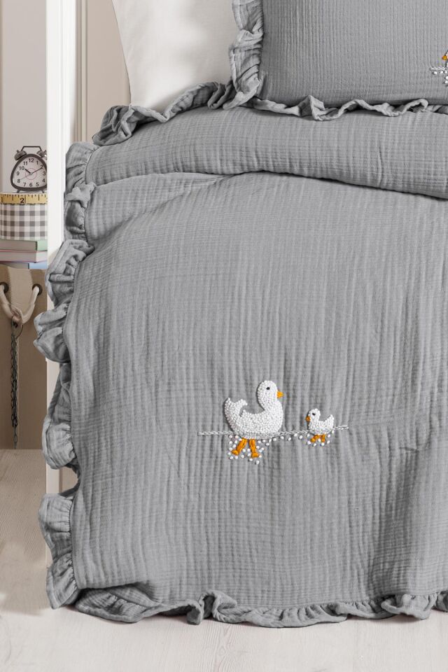 Kanz - 4 Kat Hand Made Fırfırlı Müslin(knz-020) 152.01.0271.Gri---------