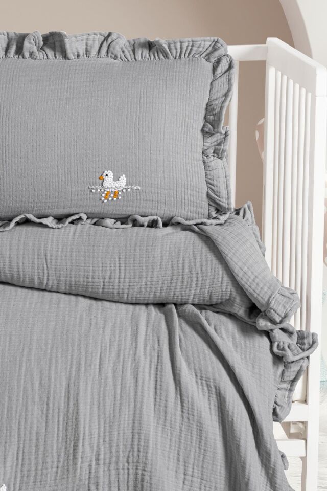 Kanz - 4 Kat Hand Made Fırfırlı Müslin(knz-020) 152.01.0271.Gri---------