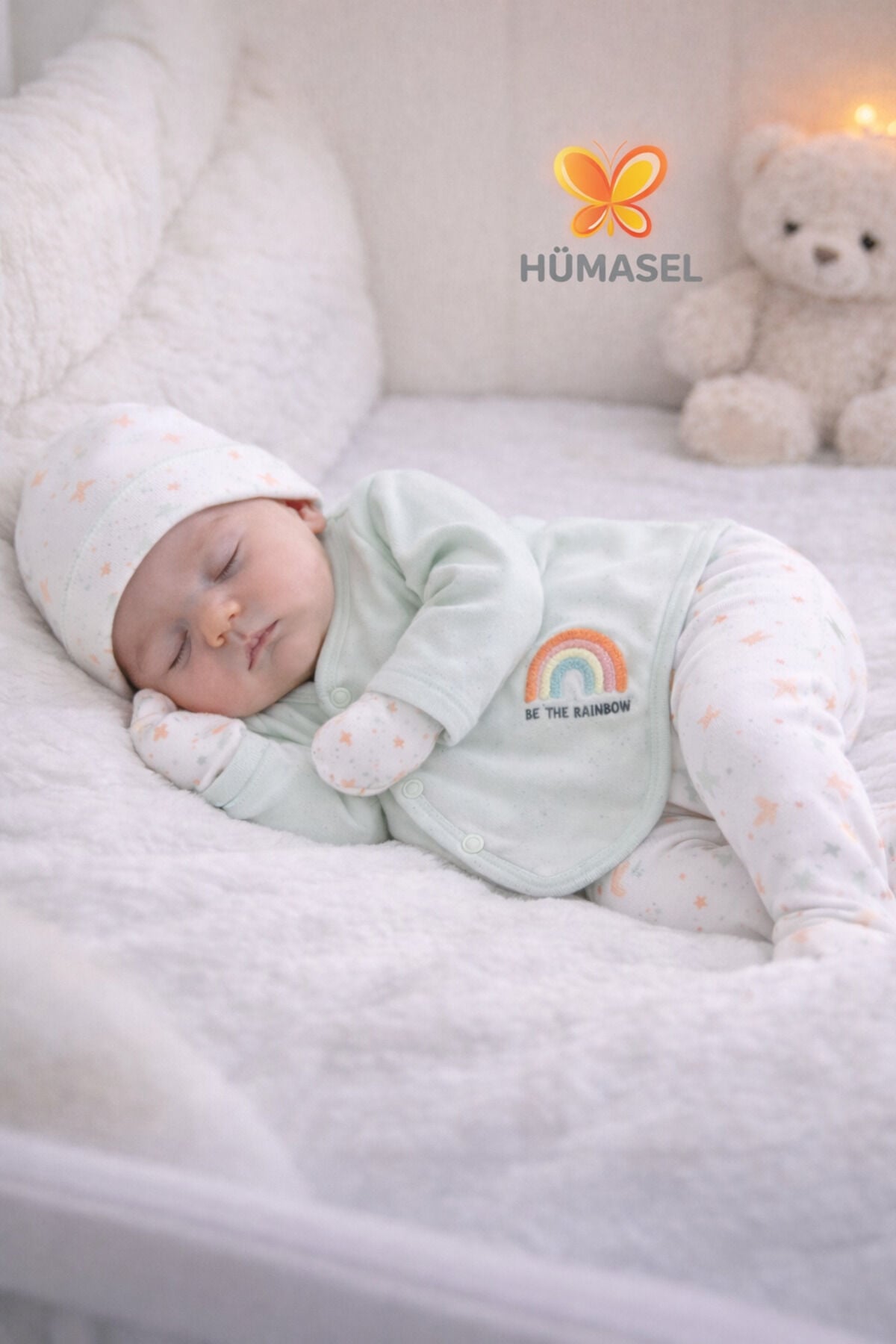 %100 Pamuklu Bebek Yenidoğan 5'li Unisex Bebek Hastane Çıkış Seti (5 PARÇA)-impala Tıcaret
