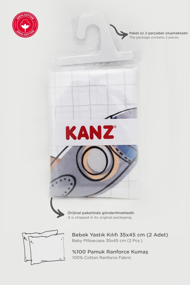 Kanz Pamuklu Yastık Kılıfı 35*45 Space 2li