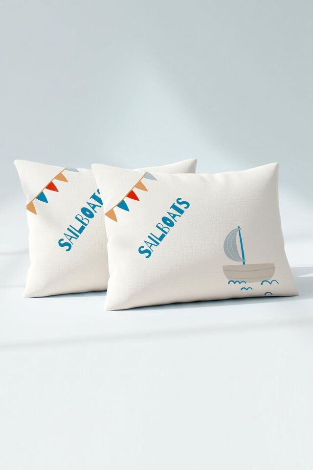 Kanz Pamuklu Yastık Kılıfı 35*45 Saılboats-B 2li