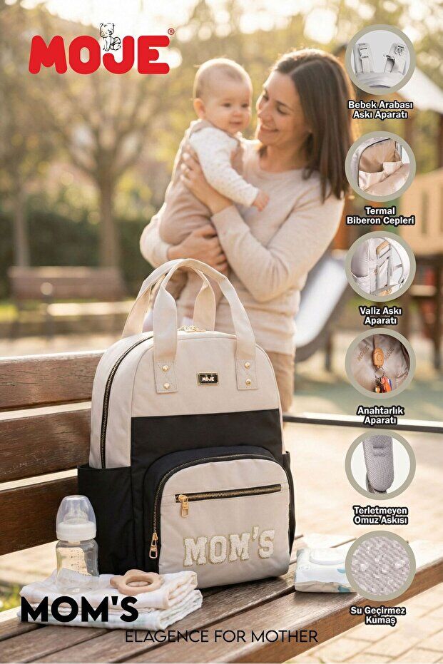 Moje Moms Anne Bebek Sırt Çantası Krem-Kahve