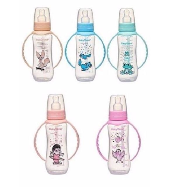 BabyTime Kulplu PP Biberon (Silikon Damaklı Uçlu) 250ml BT071
