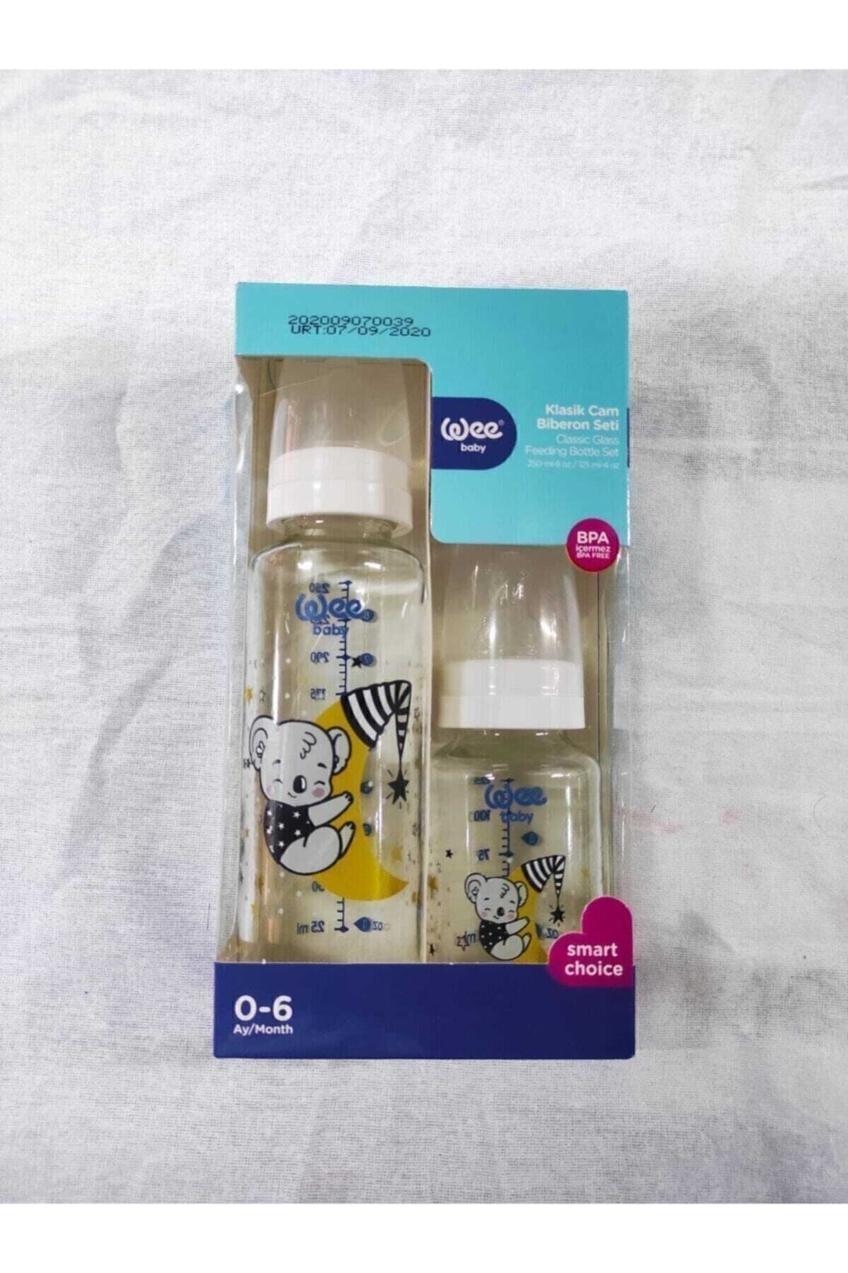 Ikili Klasik Cam Biberon Seti 250ml + 125ml 0-6 Ay Biberon (beyaz)