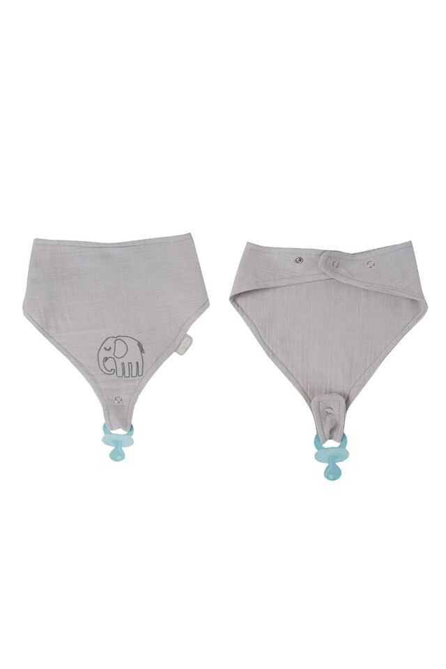 Babyjem Emzik Askılı Müslin Önlük Gri 837