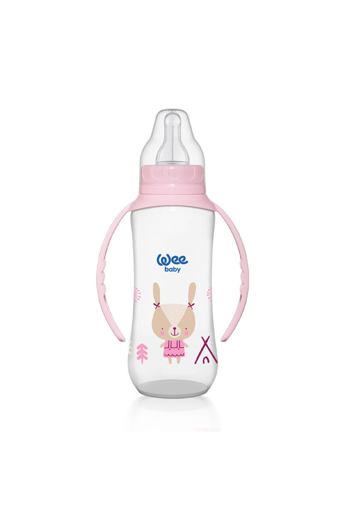 Klasik Kulplu Pp Yuvarlak Emzik Uçlu Biberon 270 Ml Yavaş Akış 06-18 Ay Pembe