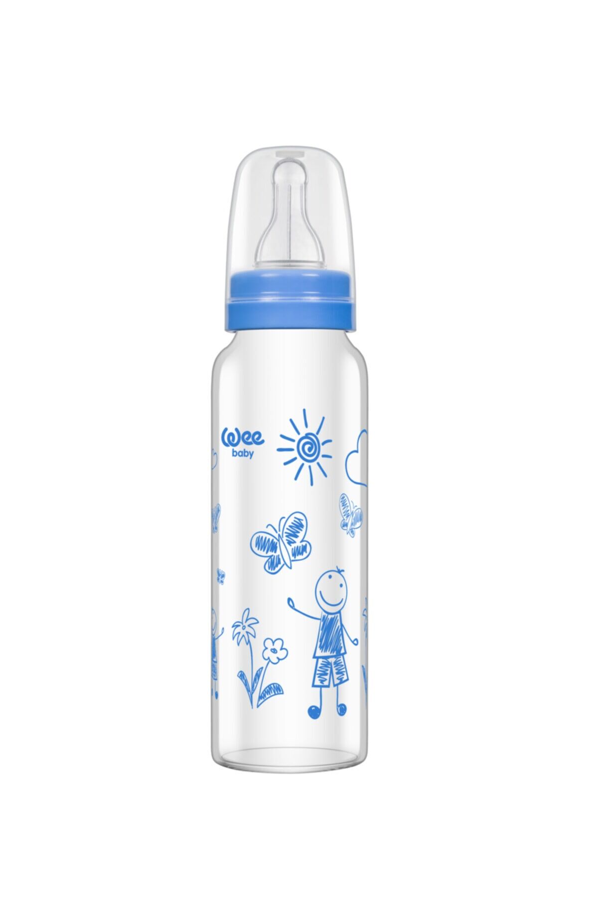 Isıya Dayanıklı Cam Biberon 240 ml - Mavi
