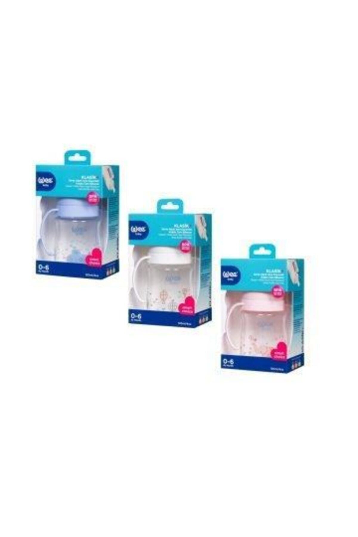 Wee 283 Isıya Dayanıklı Kulplu Cam Biberon 120 Ml. Karma Renk
