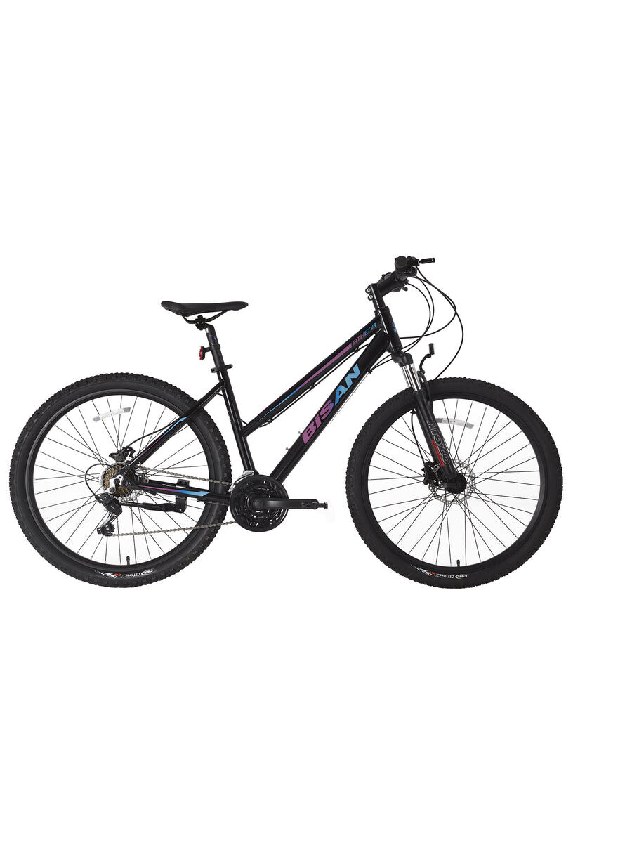 Bisan Athena Hd-24 Dağ Bisikletleri 17'' - 43 Cm 3X7 Vites 26'' Metalik Gri Etiket Rengi Mavi/Mor